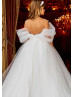 Cold Shoulder Beaded White Tulle V Back Princess Flower Girl Dress